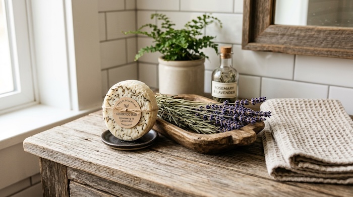 shampoo bar beside lavender