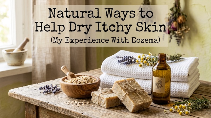 oatmeal soap beside bowl of oatmeal and towel on wooden shelf