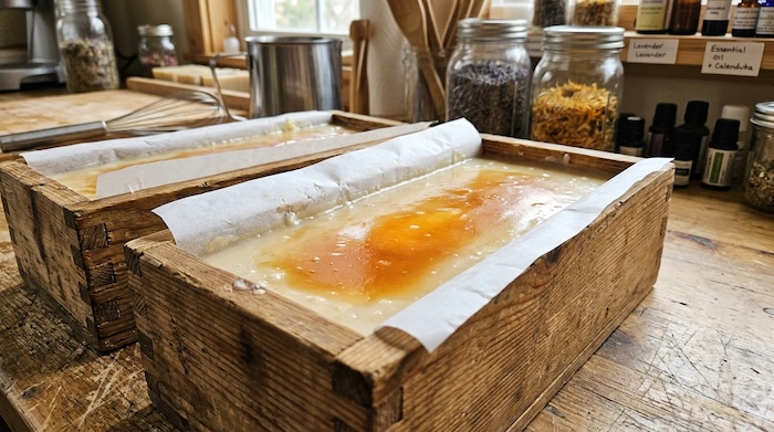 poured soap showing the gel phase