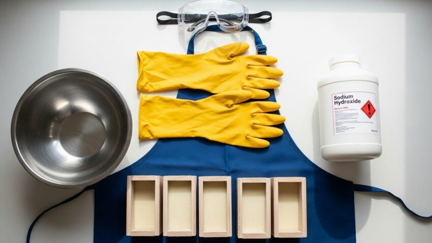 Personal protective equipment for soap making safety