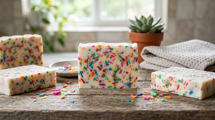 confetti soap bars with shavings