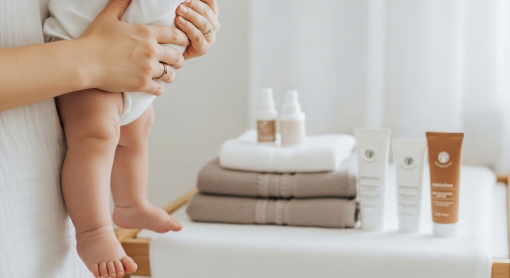 Gentle baby skincare routine using natural products