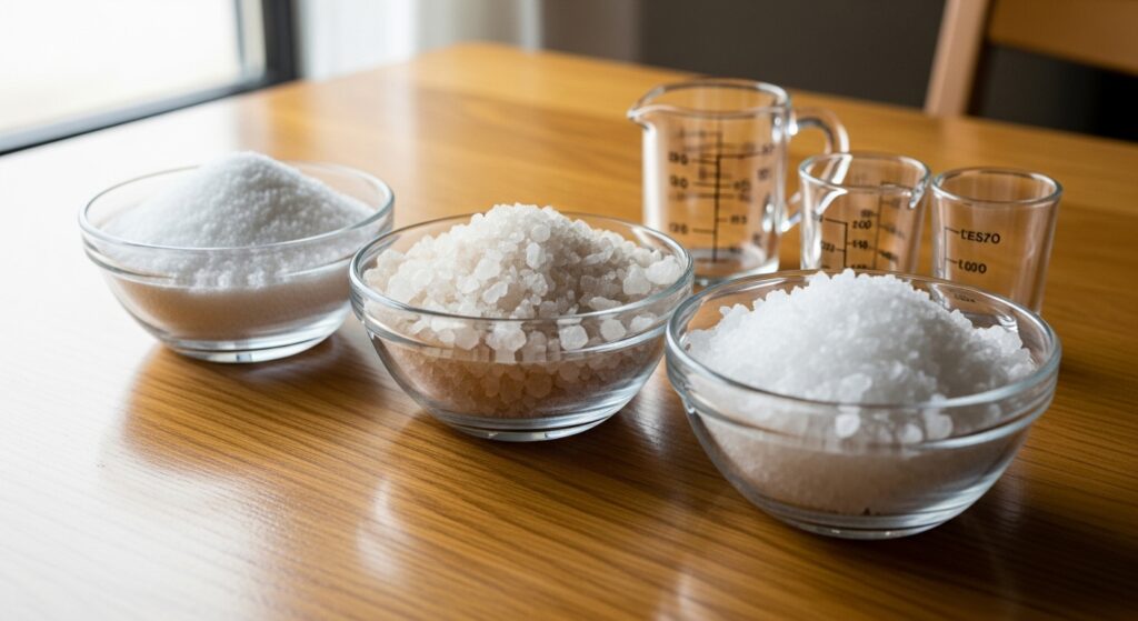 Epsom salt, Dead Sea salt, and sea salt for homemade bath salts