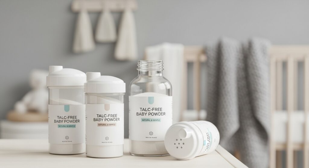 Talc-free baby powder made with arrowroot powder and clay