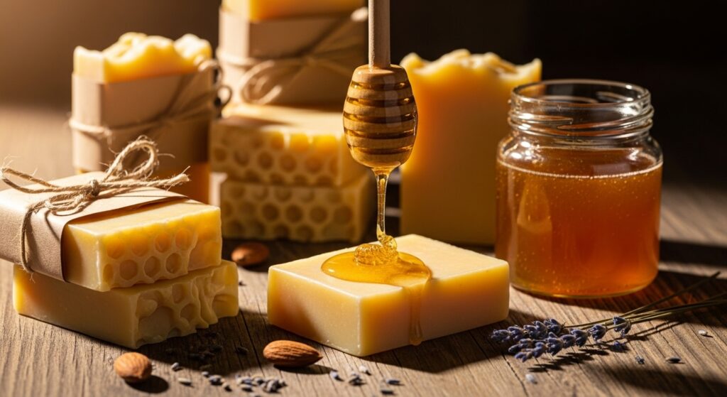 Raw honey used as a natural soap making ingredient