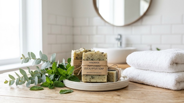 handmade soap with peppermint and eucalyptus