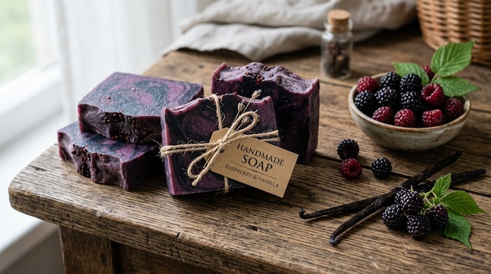 handmade raspberry & vanilla soap